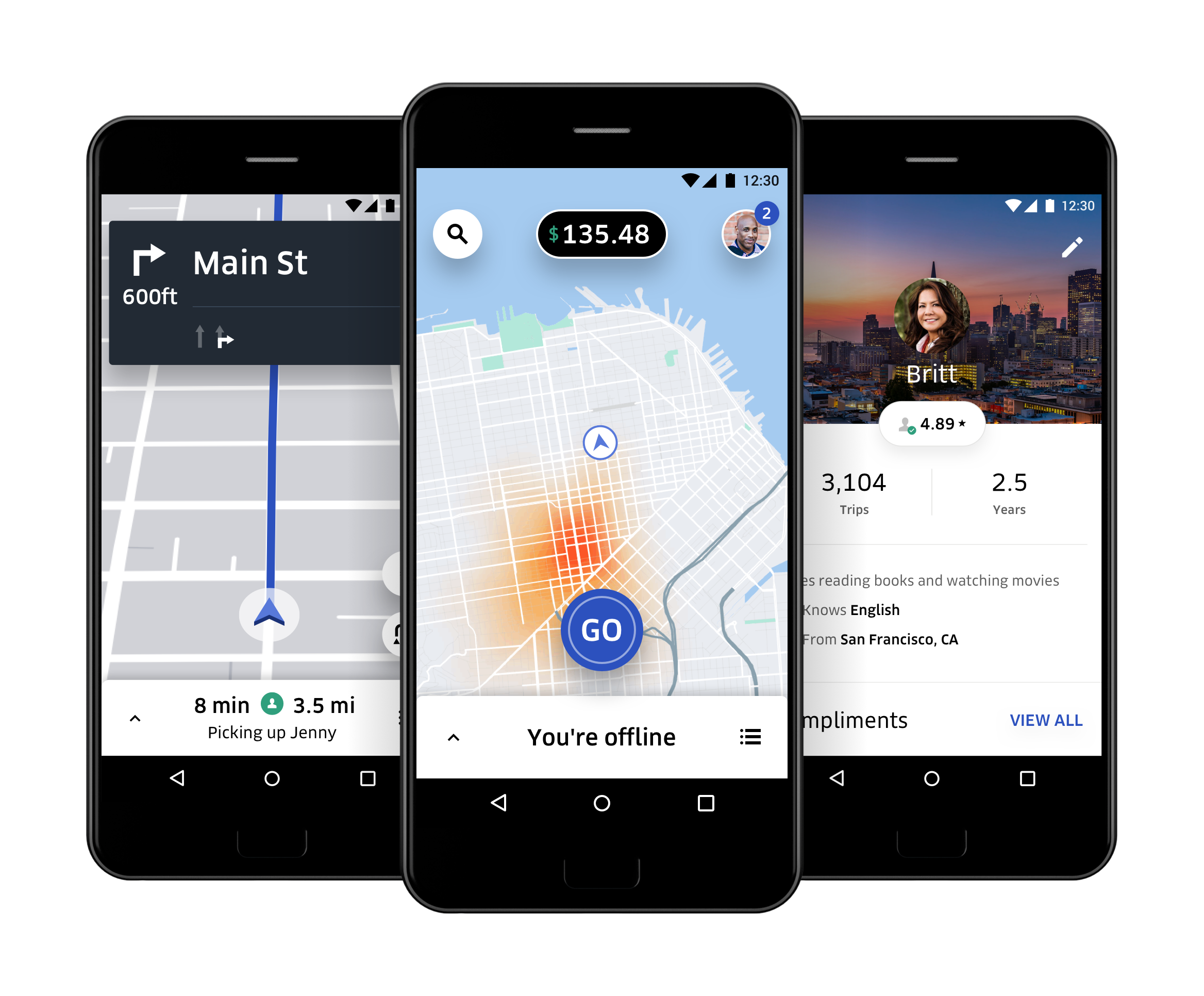 Examples of Uber Driver app.