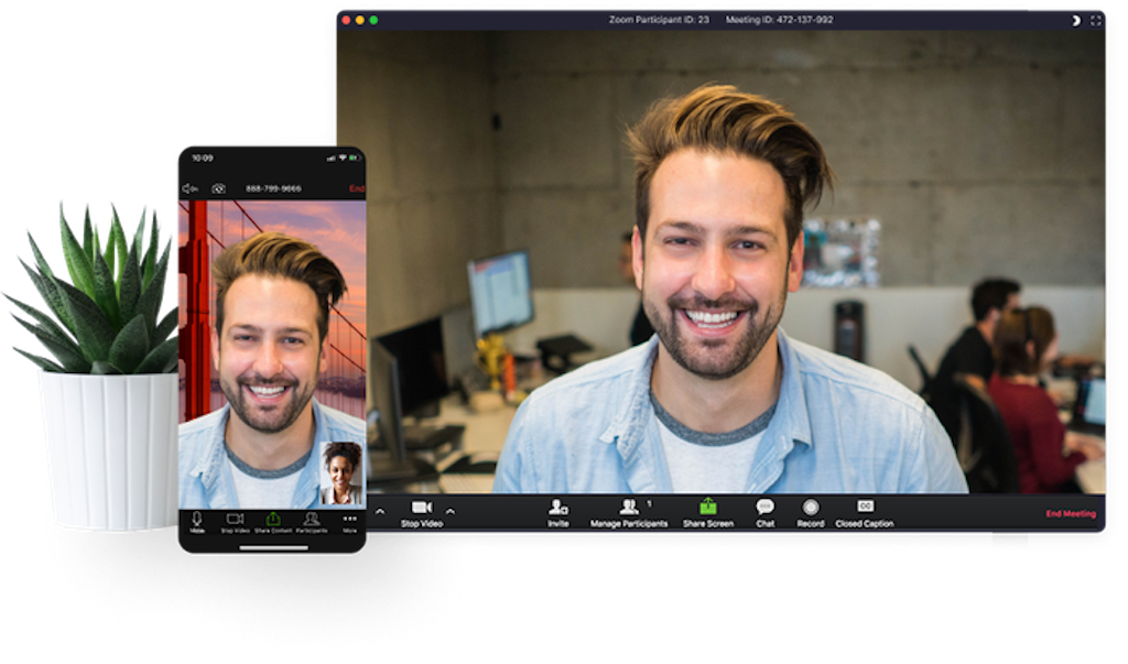 Zoom's video conferencing in action.