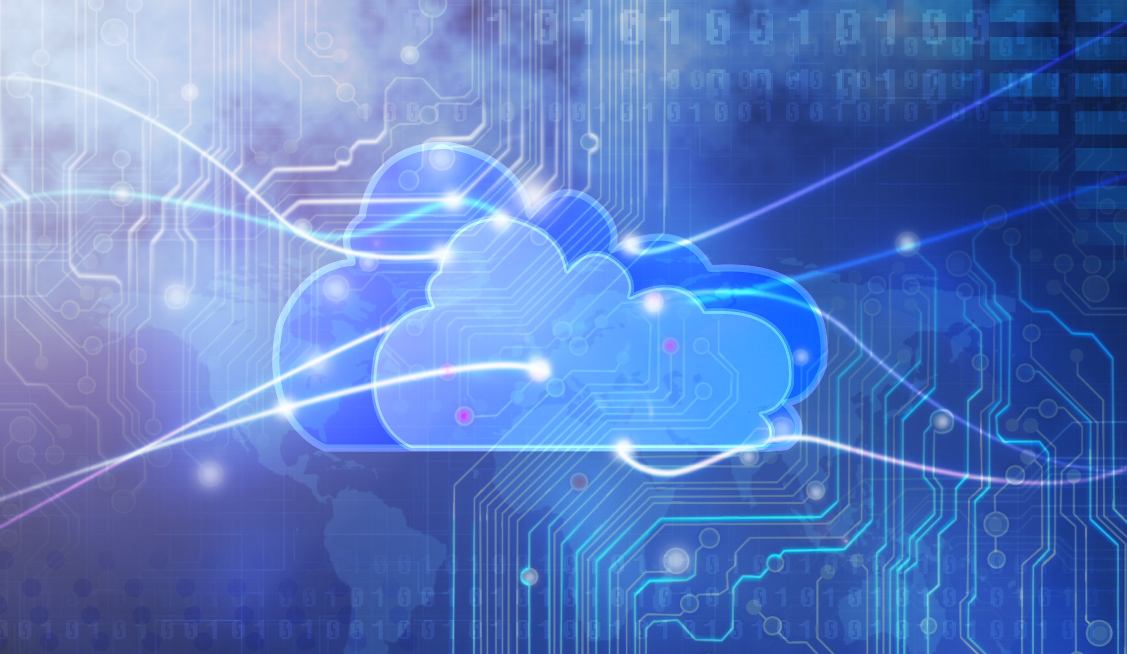 An image of a cloud superimposed on a digital background.