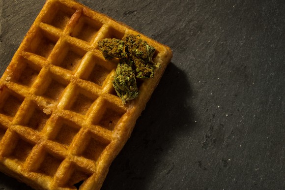 Marijuana buds on a waffle