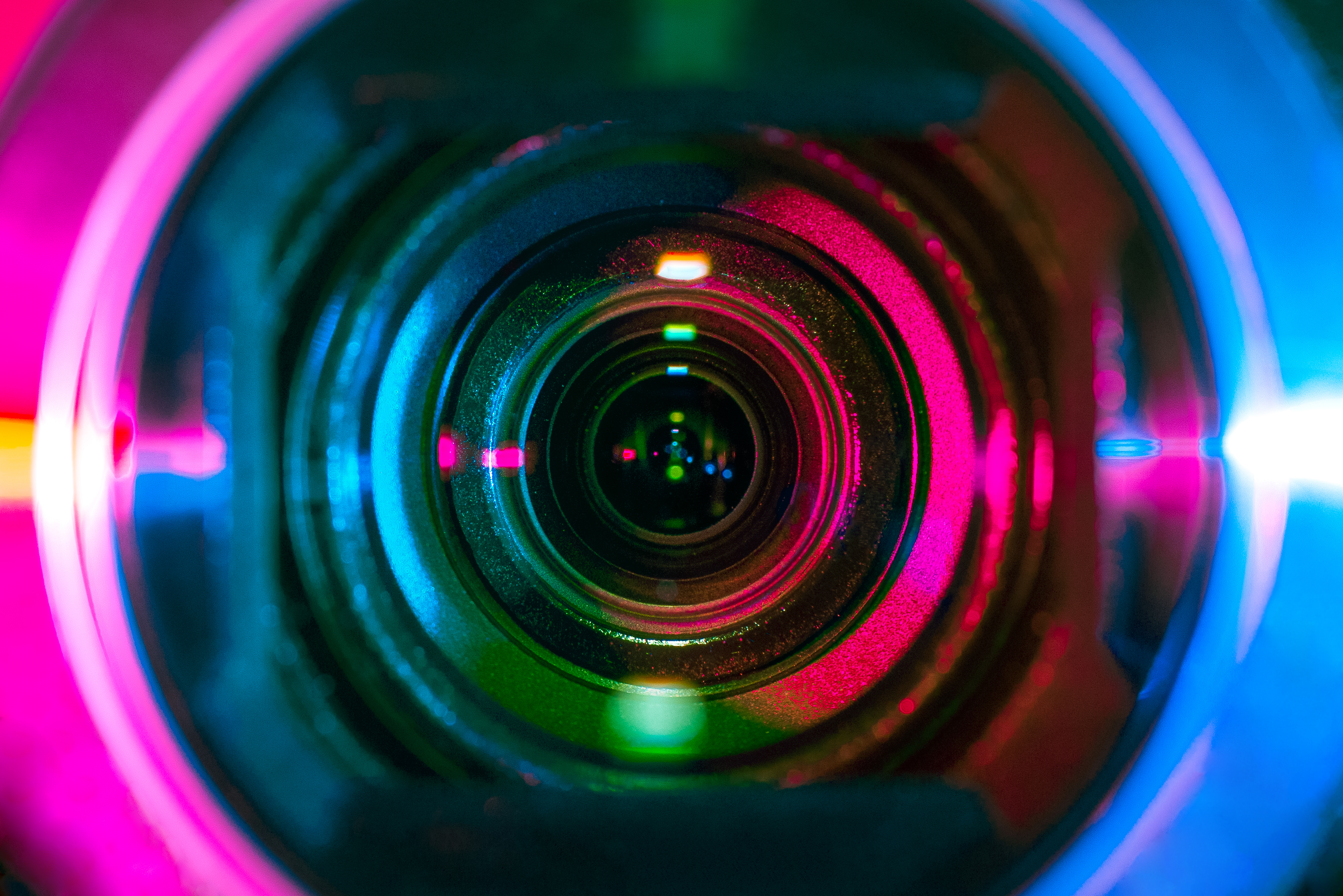 A close-up of a camera lens.