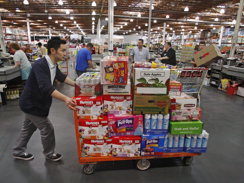 Costco employee moves bulk household products