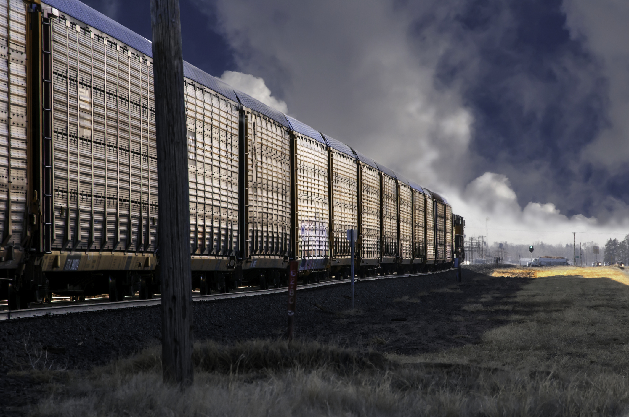 A freight train.