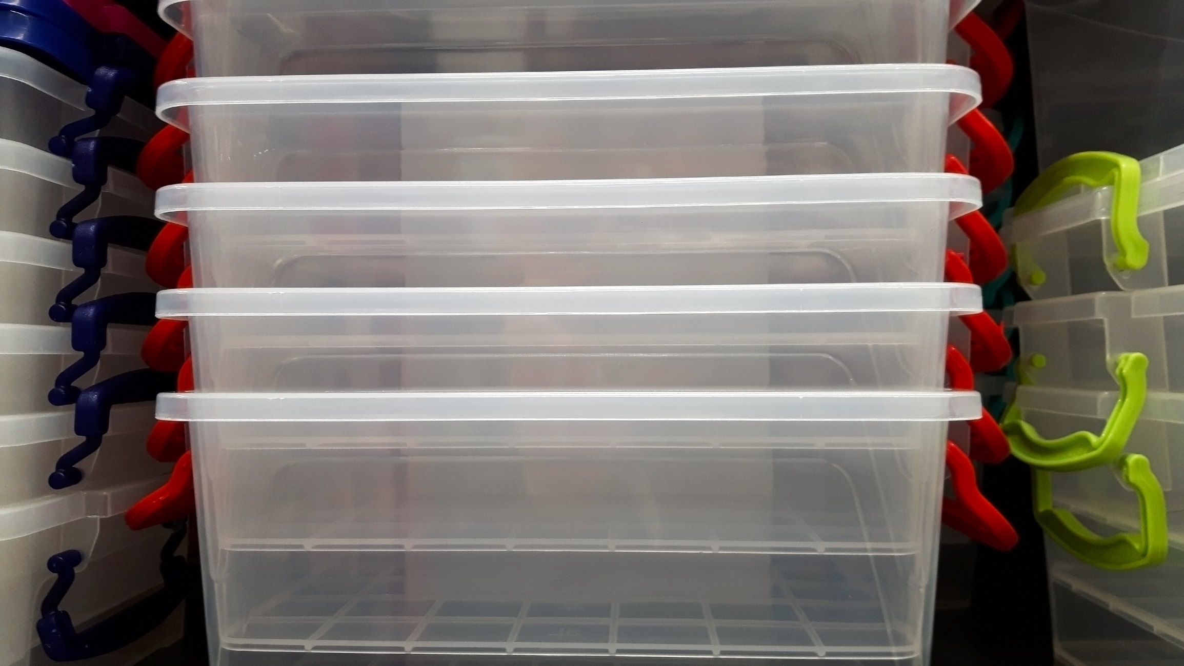 Stack of plastic bins