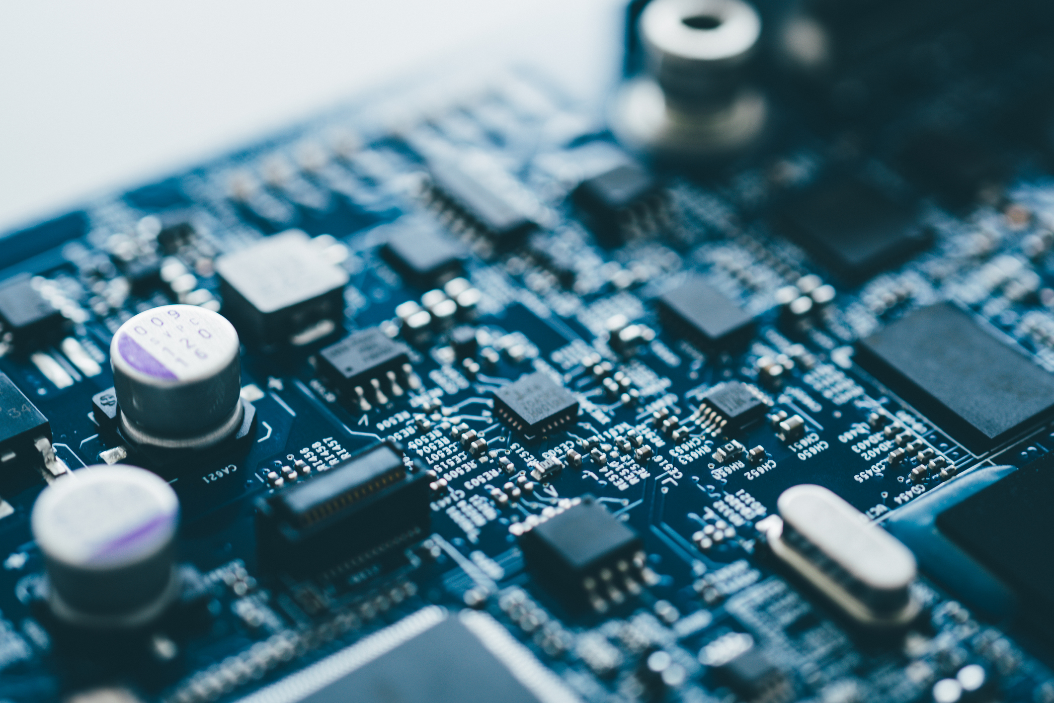 A close-up of a motherboard chip