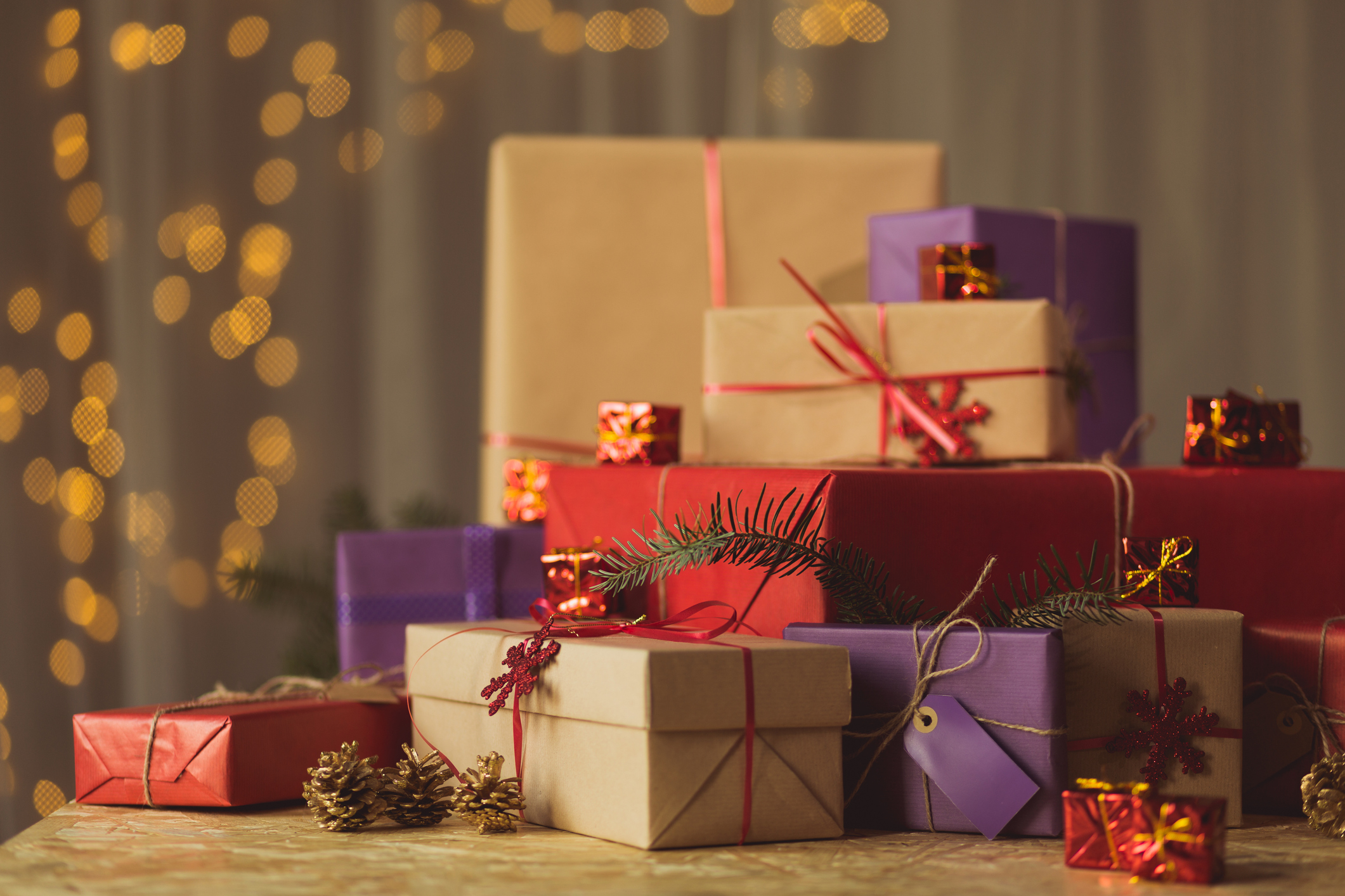 Pile of wrapped boxes