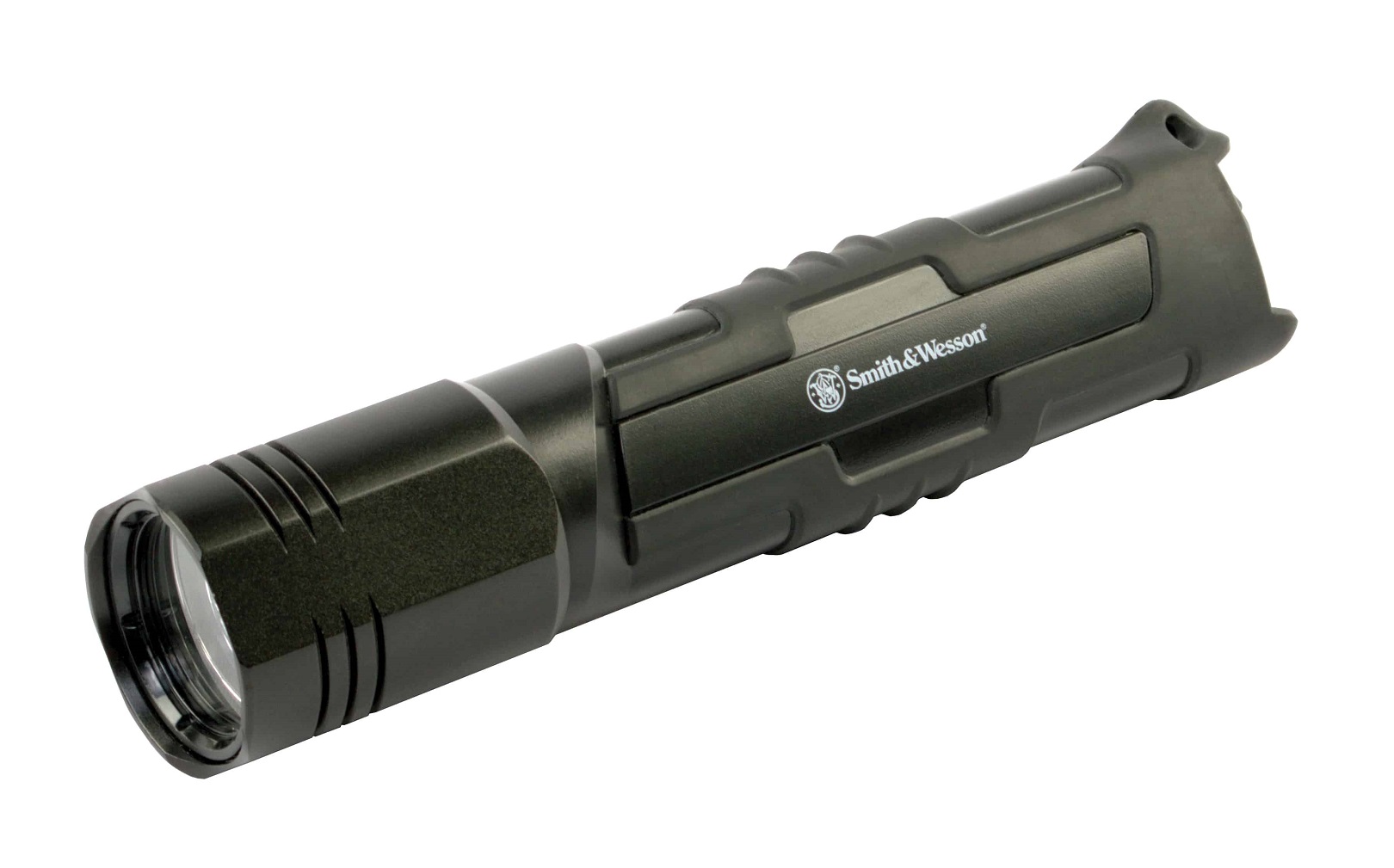 Flashlight with the Smith & Wesson label on it.