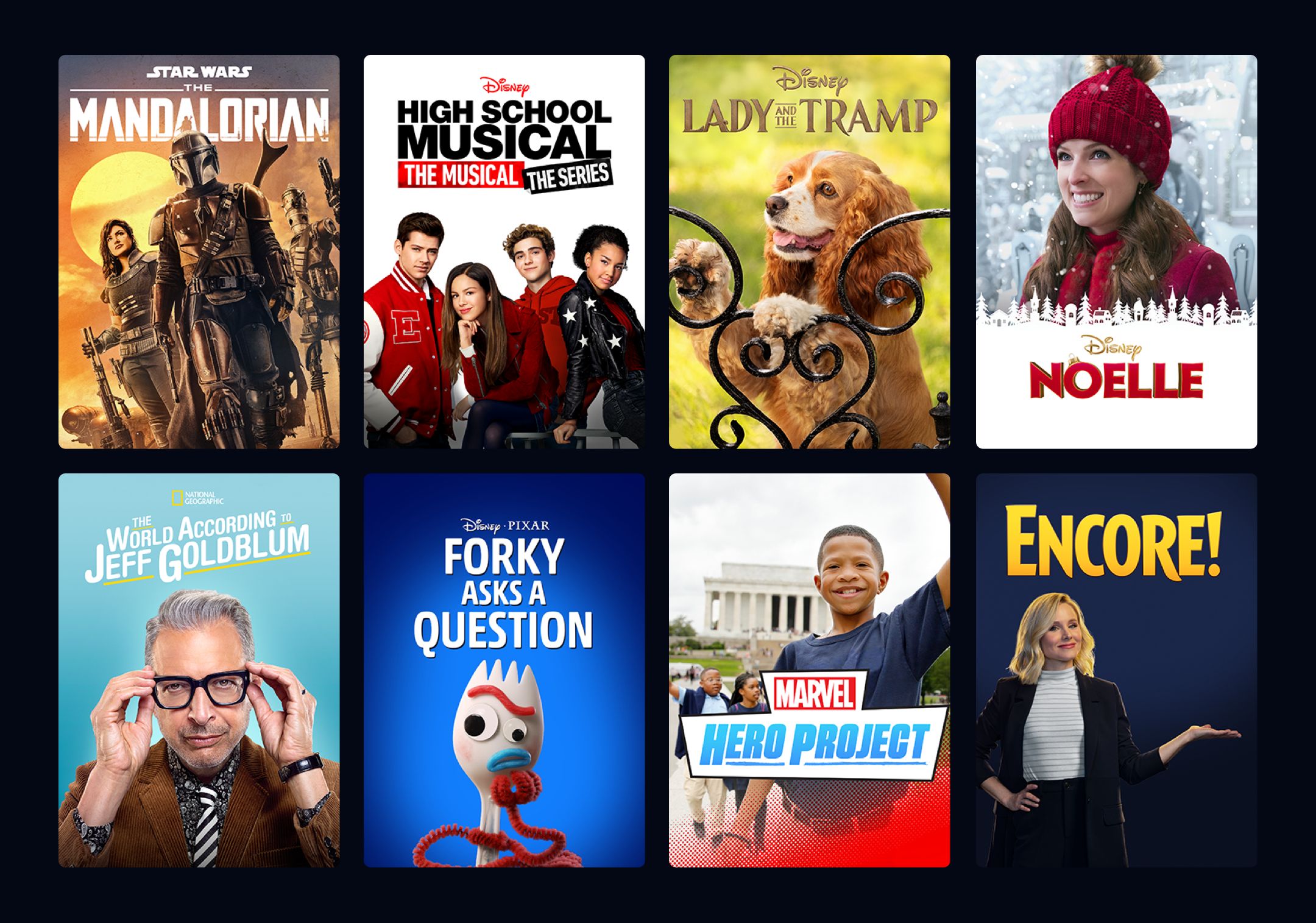 A menu showing Disney+ original titles.