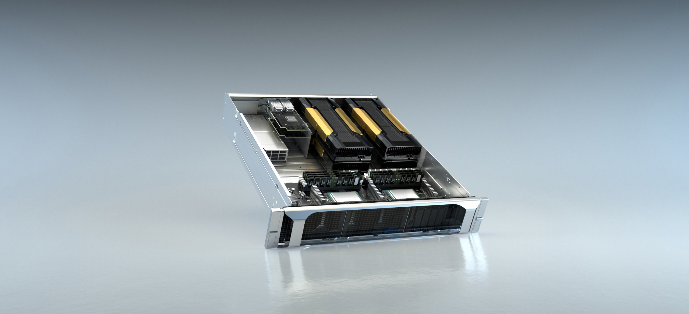 An NVIDIA EGX intelligent edge unit, a box with several GPUs and other chips inside.