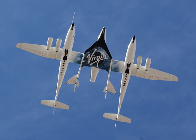 WhiteKnightTwo aircraft carrying SpaceShipTwo spaceplane
