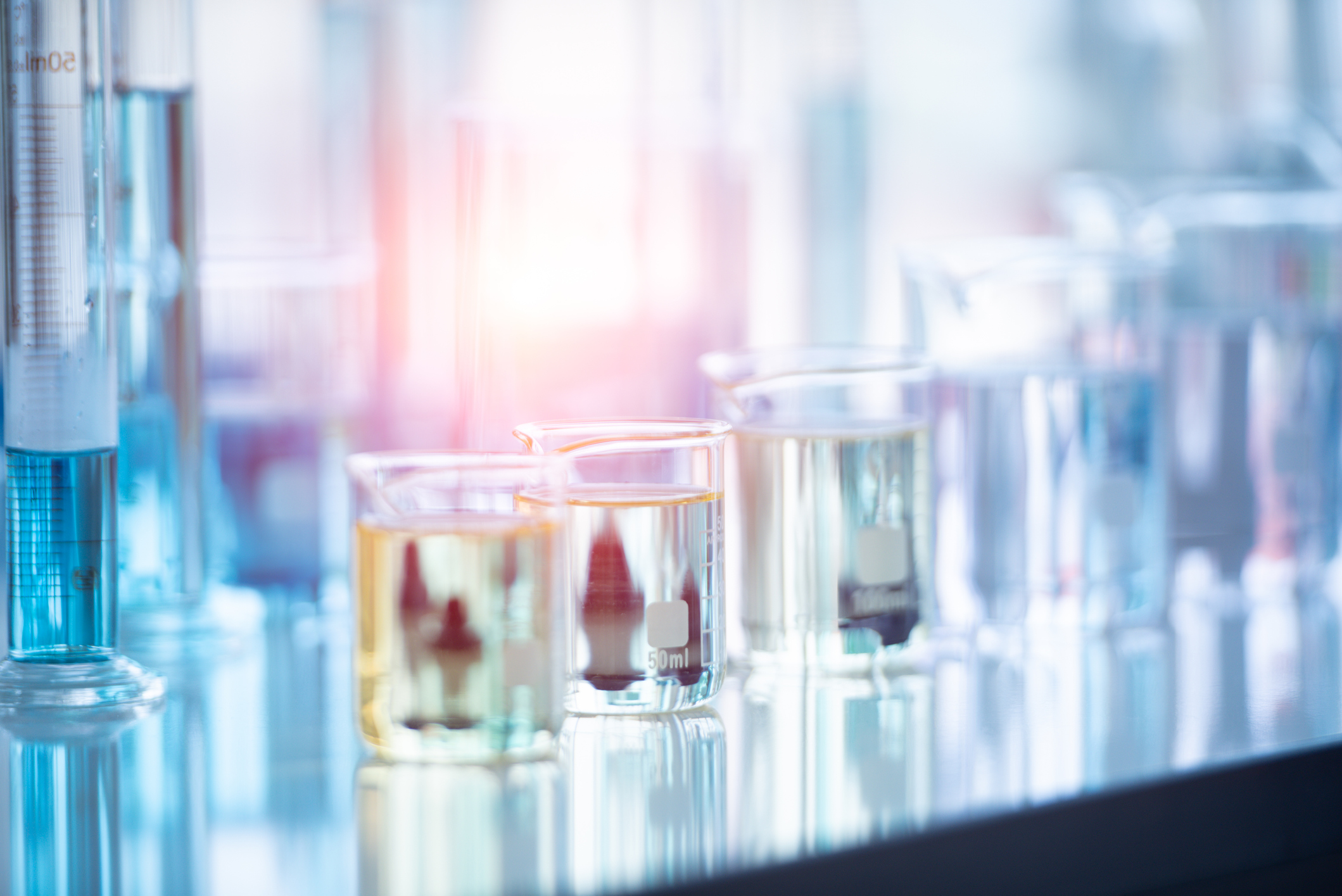 Test tubes on a table in a lab