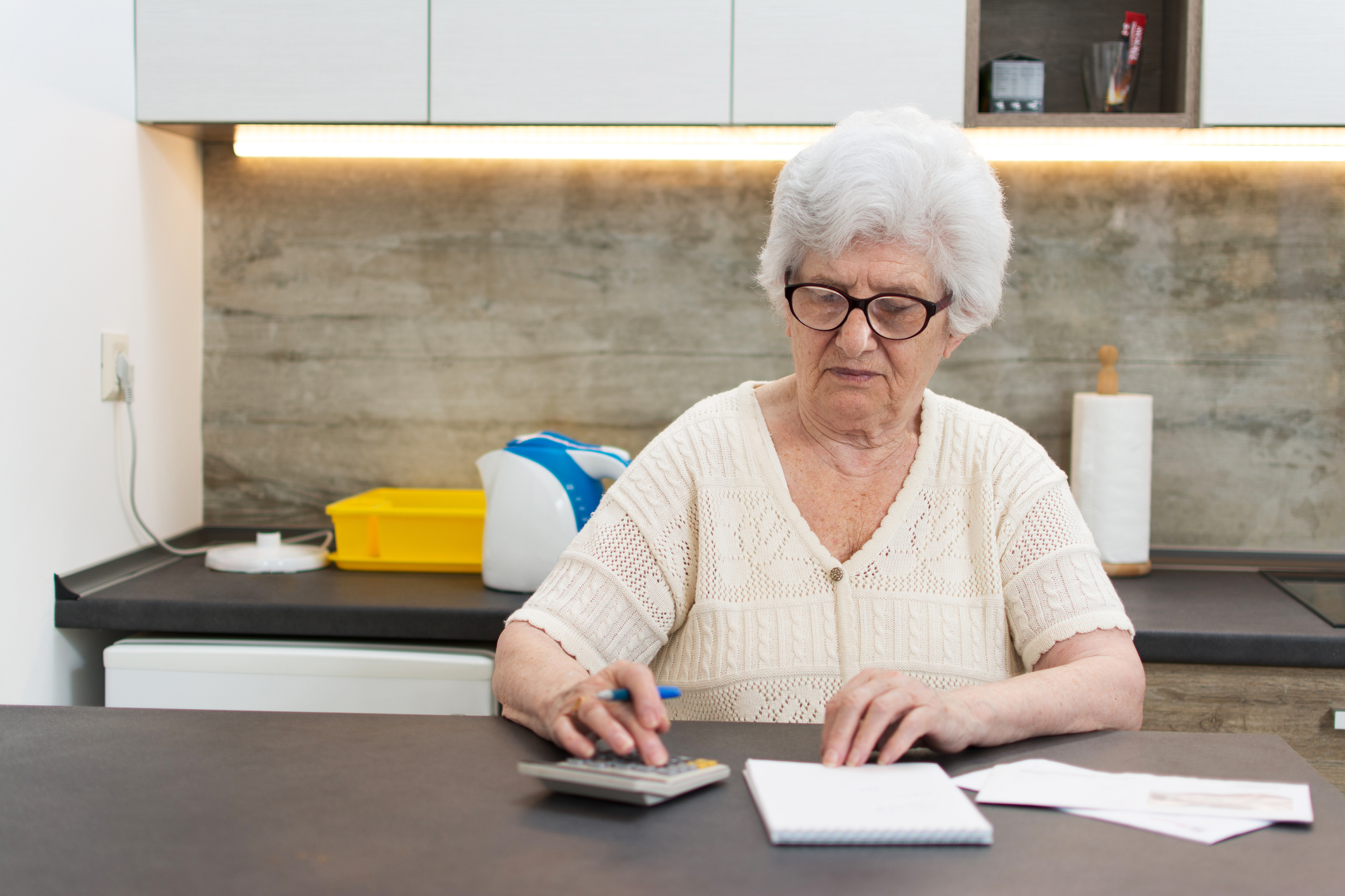 Older woman checking her finances