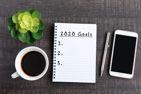 2020 Goals Written on Notepad beside Coffee, Pen & Mobile Phone