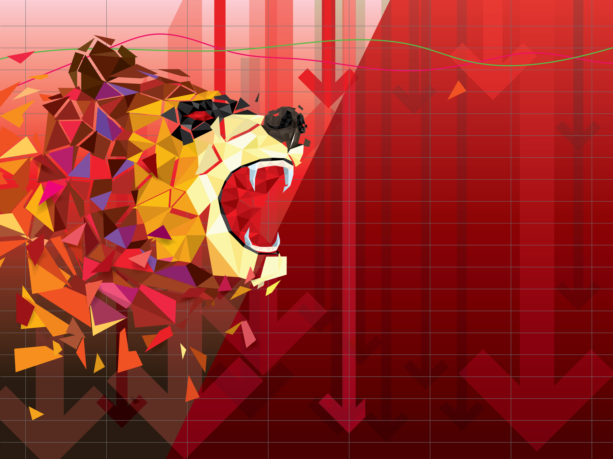 A picture of a bear and falling arrows.