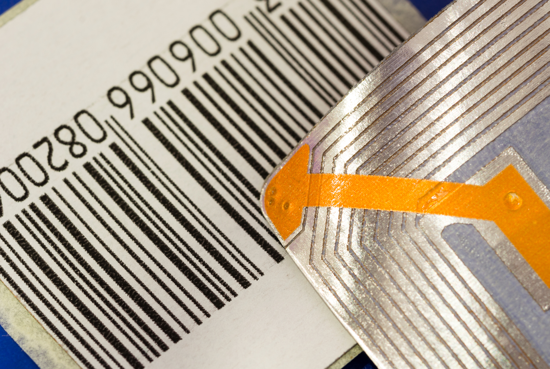 An RFID chip and a bar code.