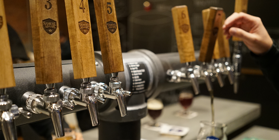 Taps of Samuel Adams beer