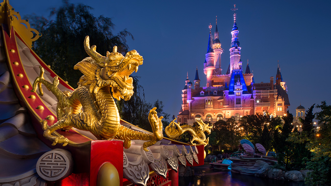Shanghai Disneyland with the iconic castle in the background.