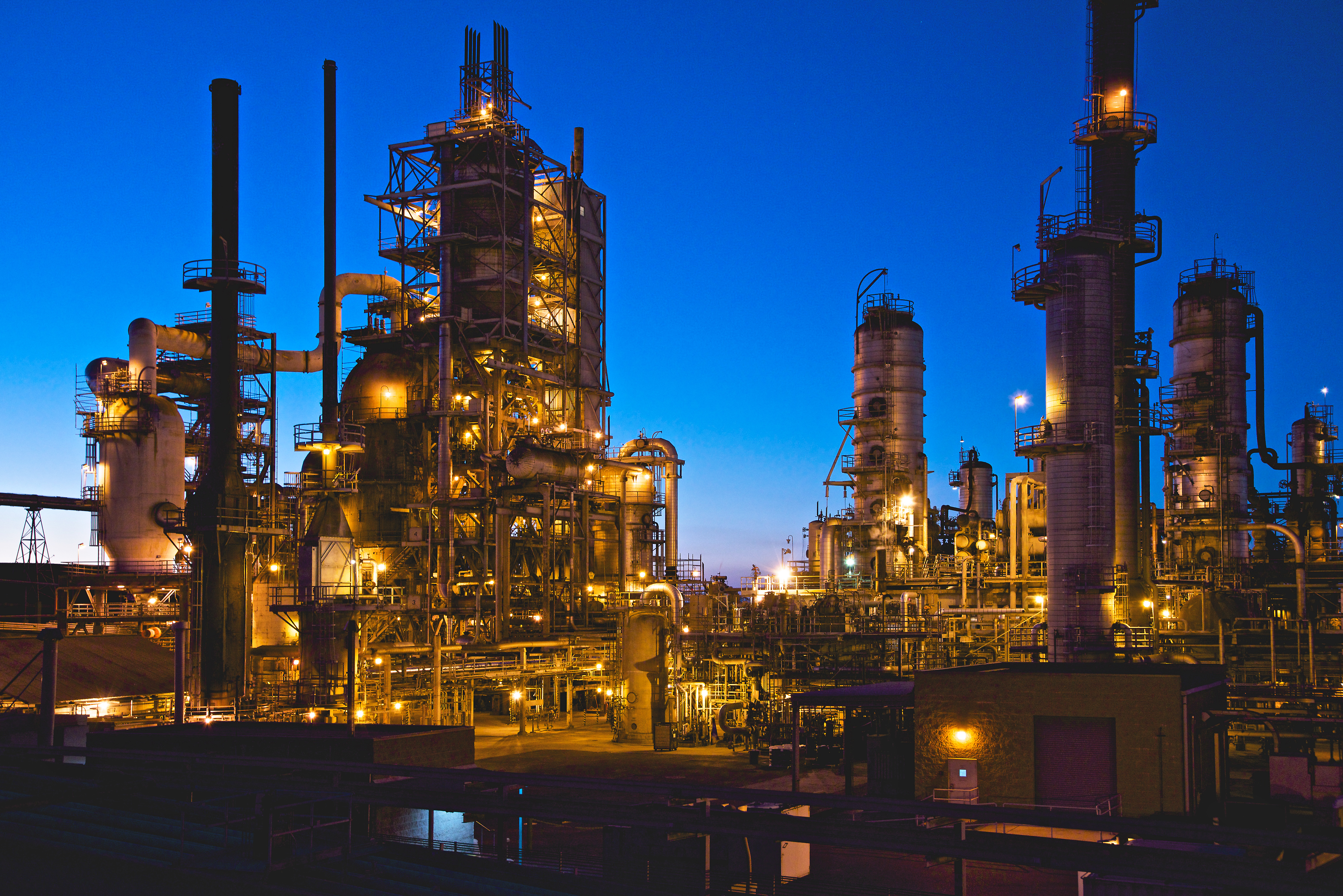 A refinery in the night