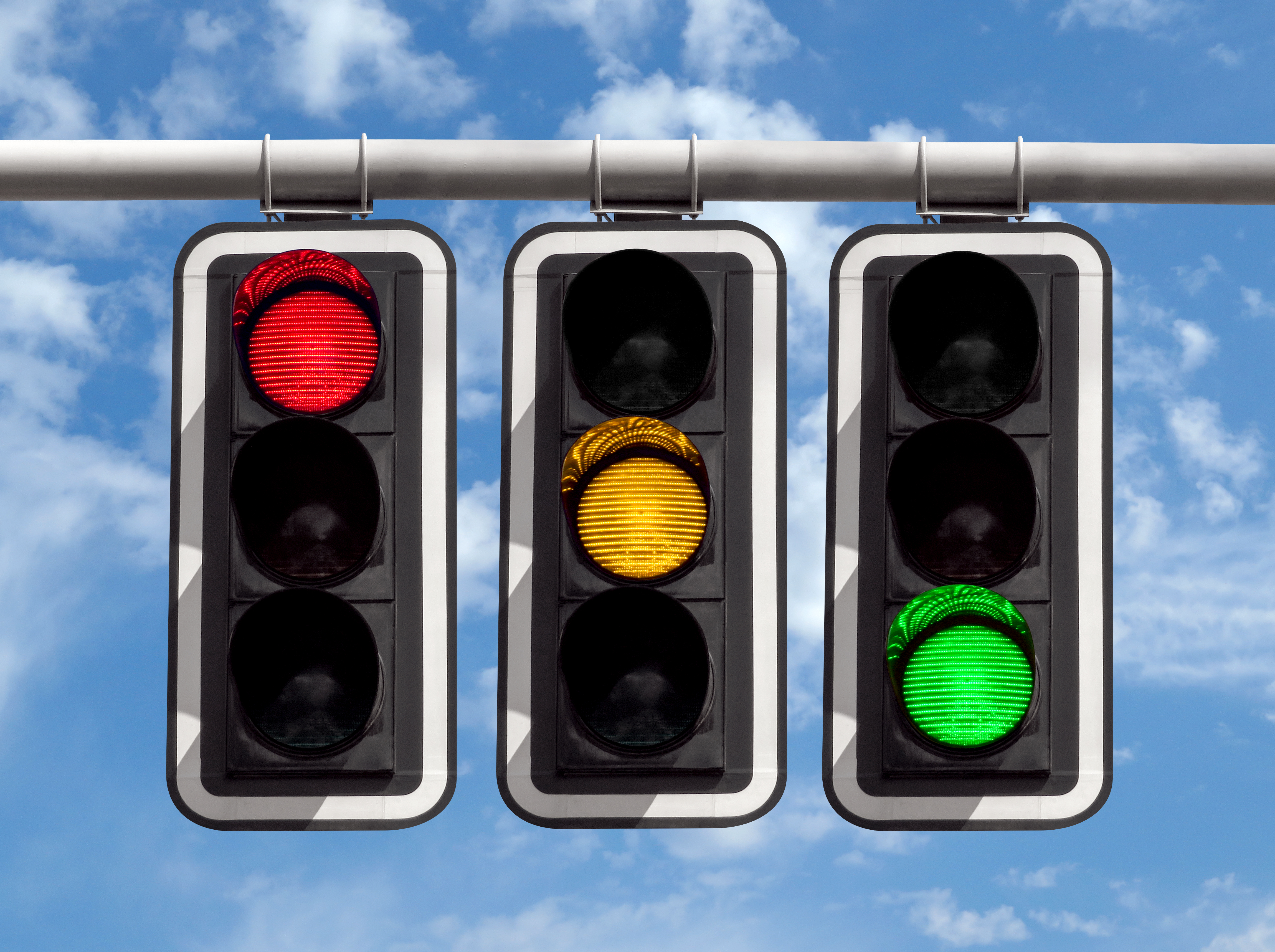 Red yellow and green traffic lights