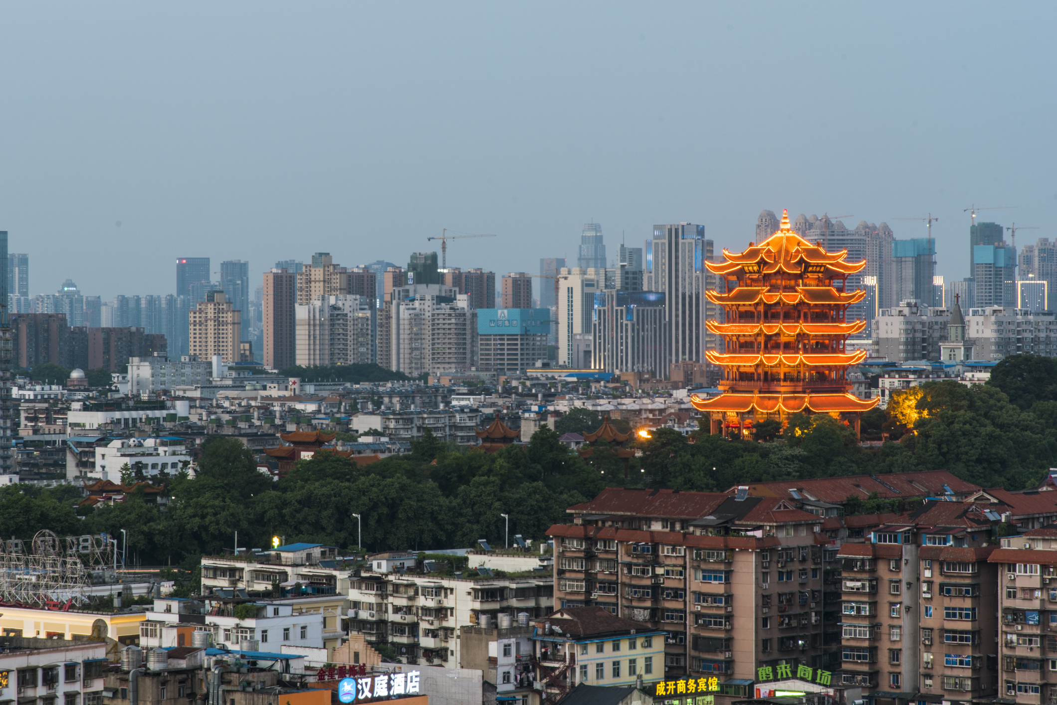 The skyline of Wuhan, China