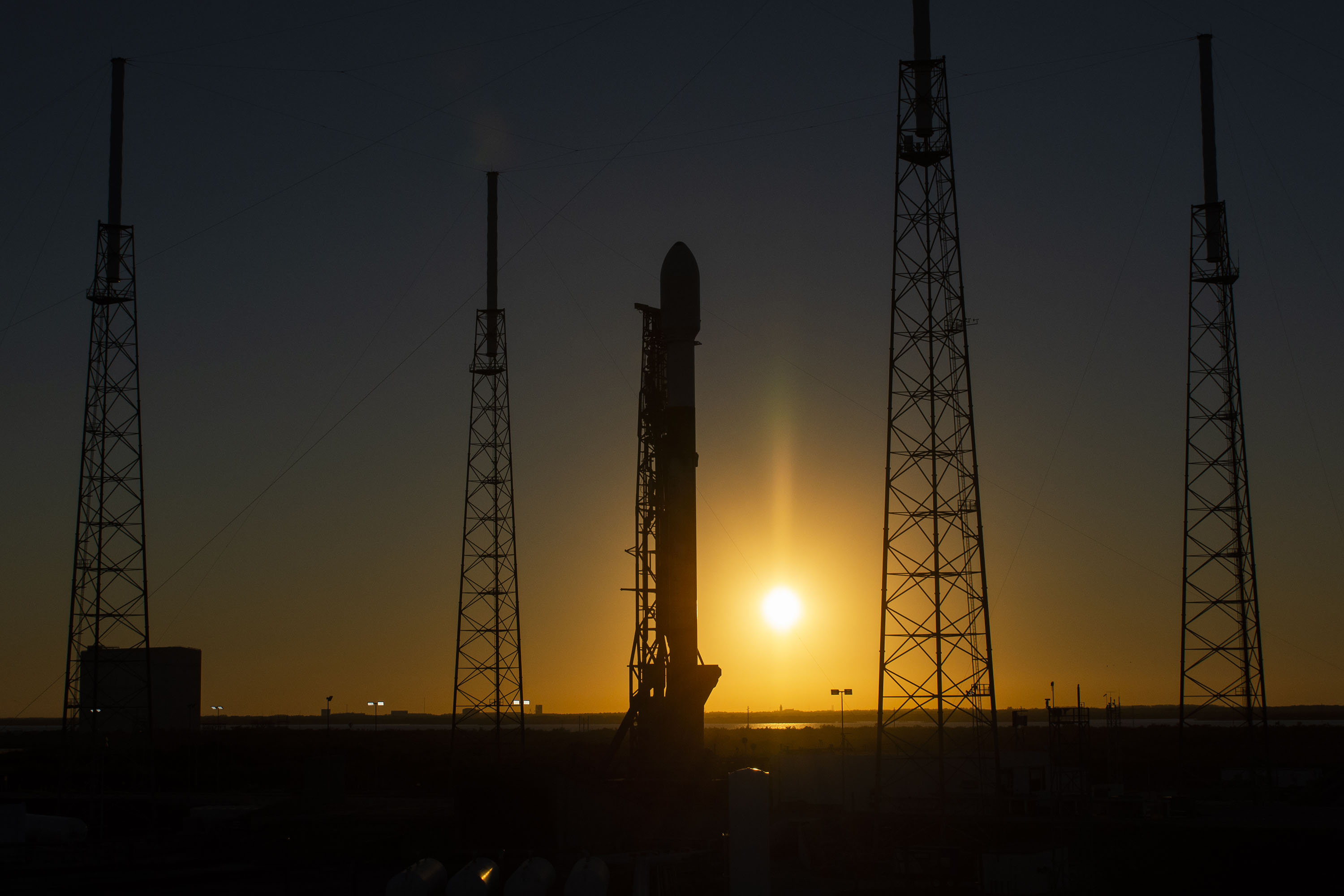 Starlink-4 rocket on its launch pad this morning