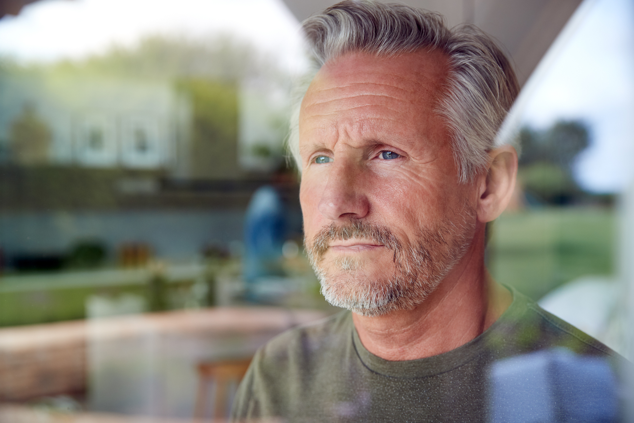 Closeup of older man with serious expression