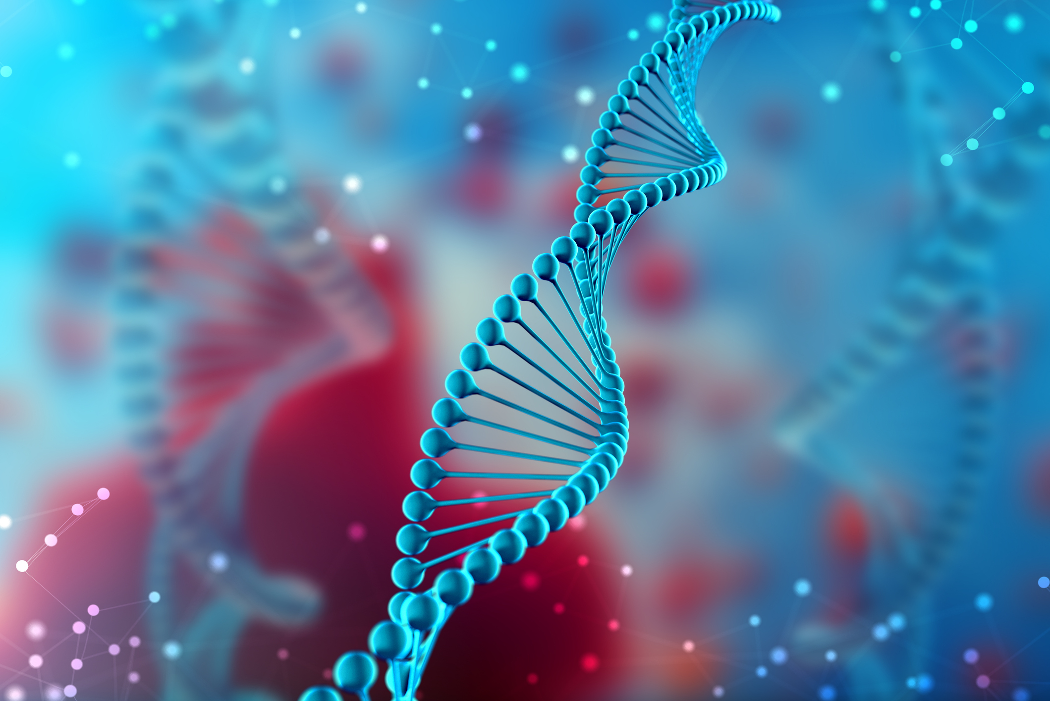 A blue DNA helix.