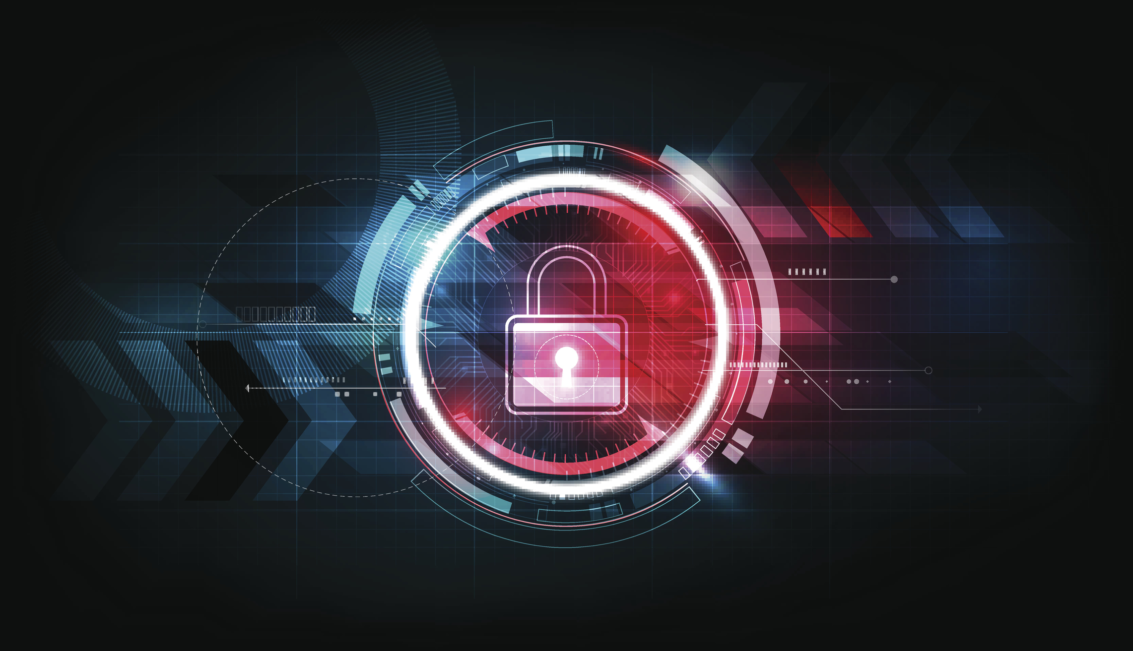 A digital lock inside a digital circle
