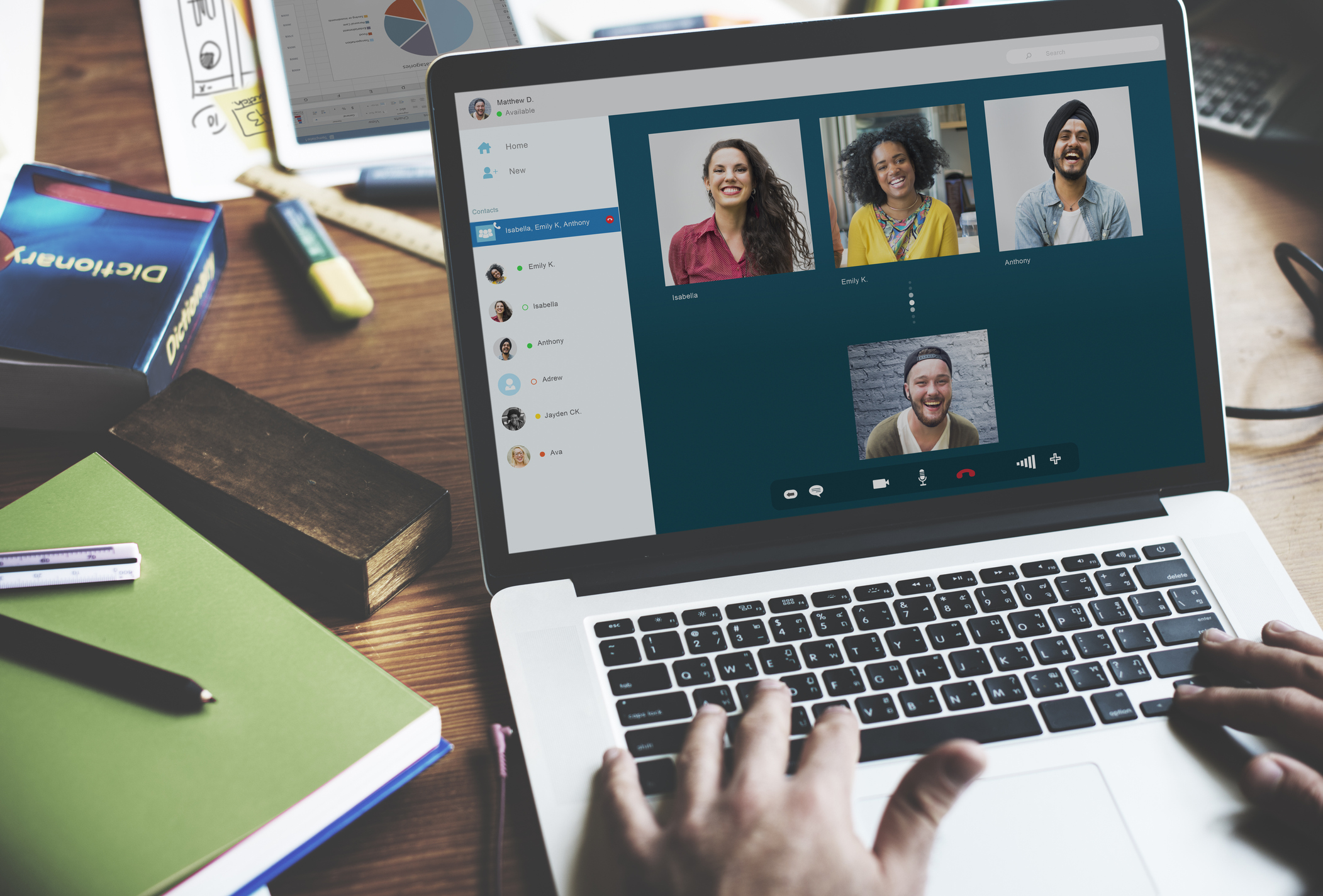 Image of laptop screen in a business video conference