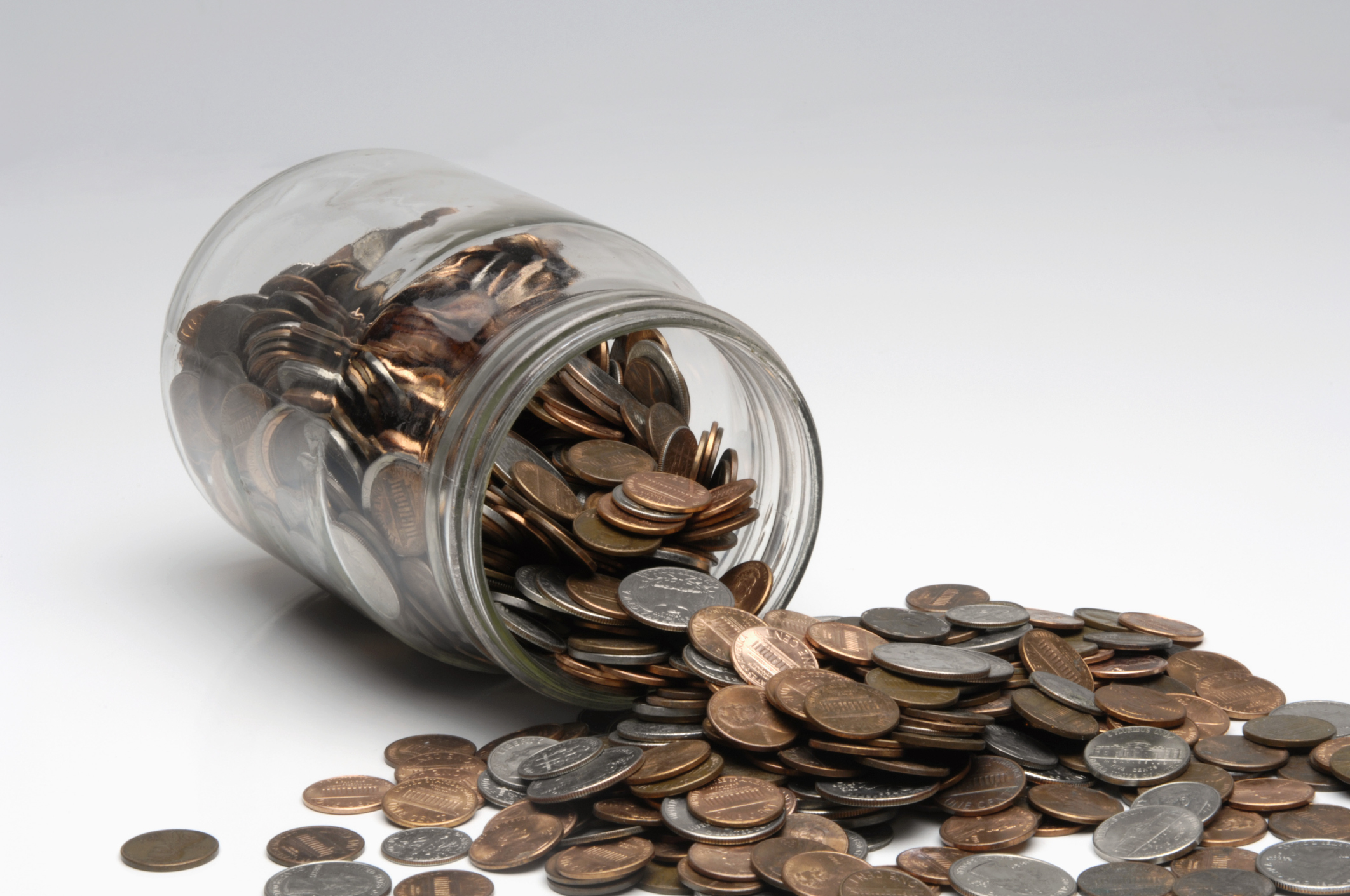 Spilled coins from change jar