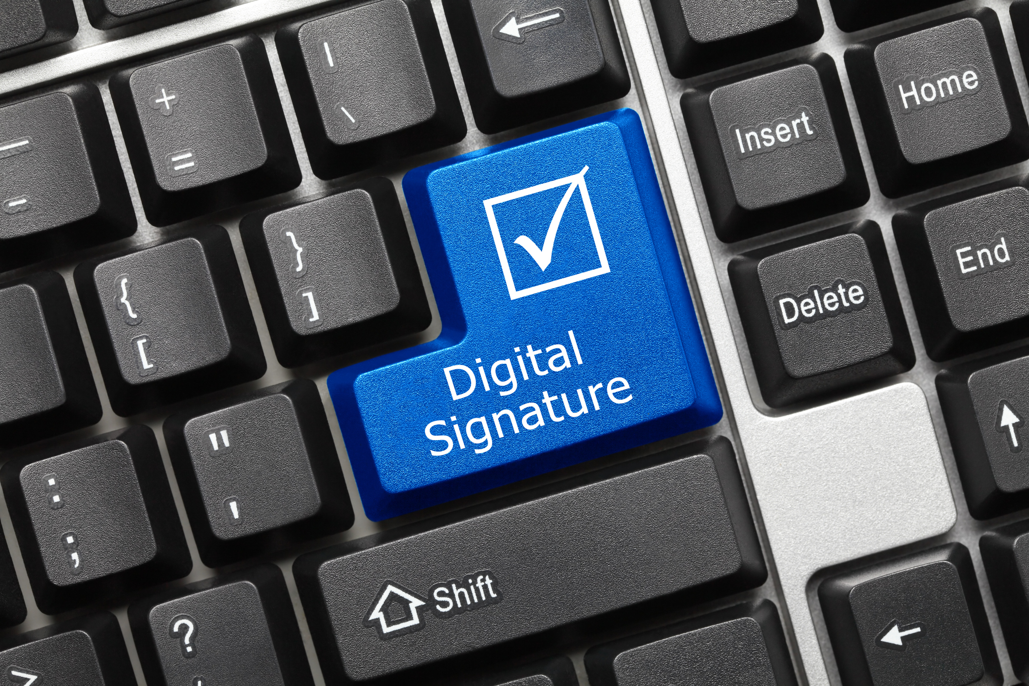 Keyboard with a digital signature key