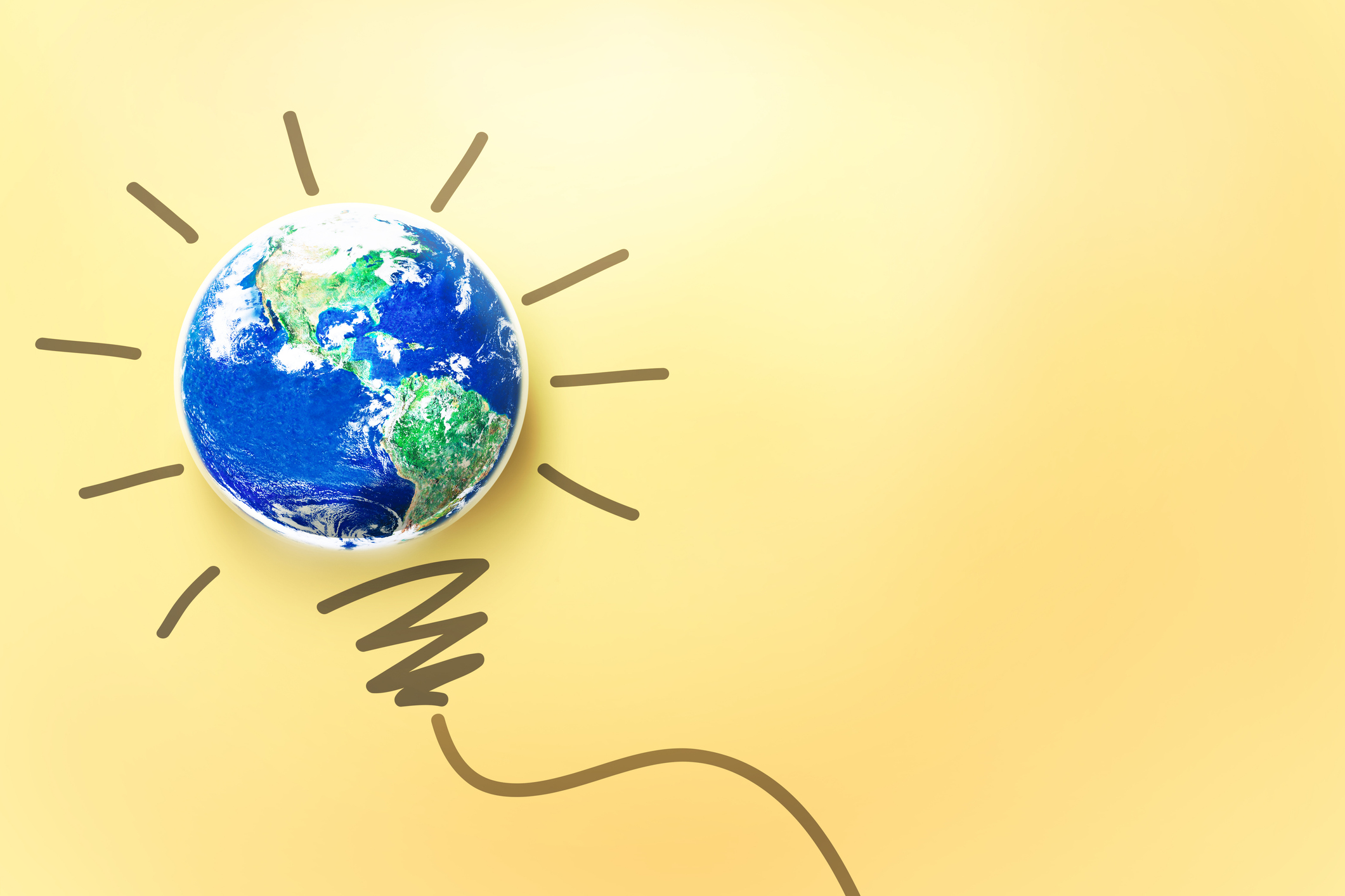 An illustration of the Earth against a bright yellow background.