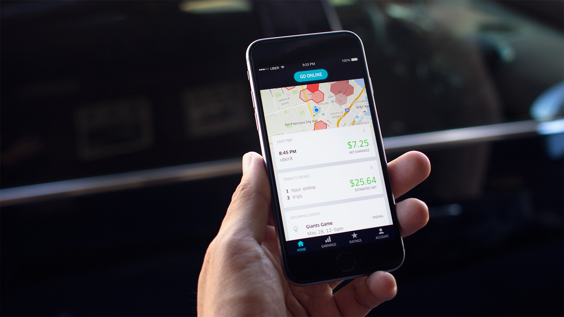 A smartphone with details of an Uber ride on it.