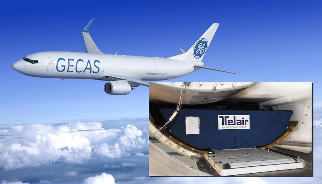 An aircraft in the GECAS livery.
