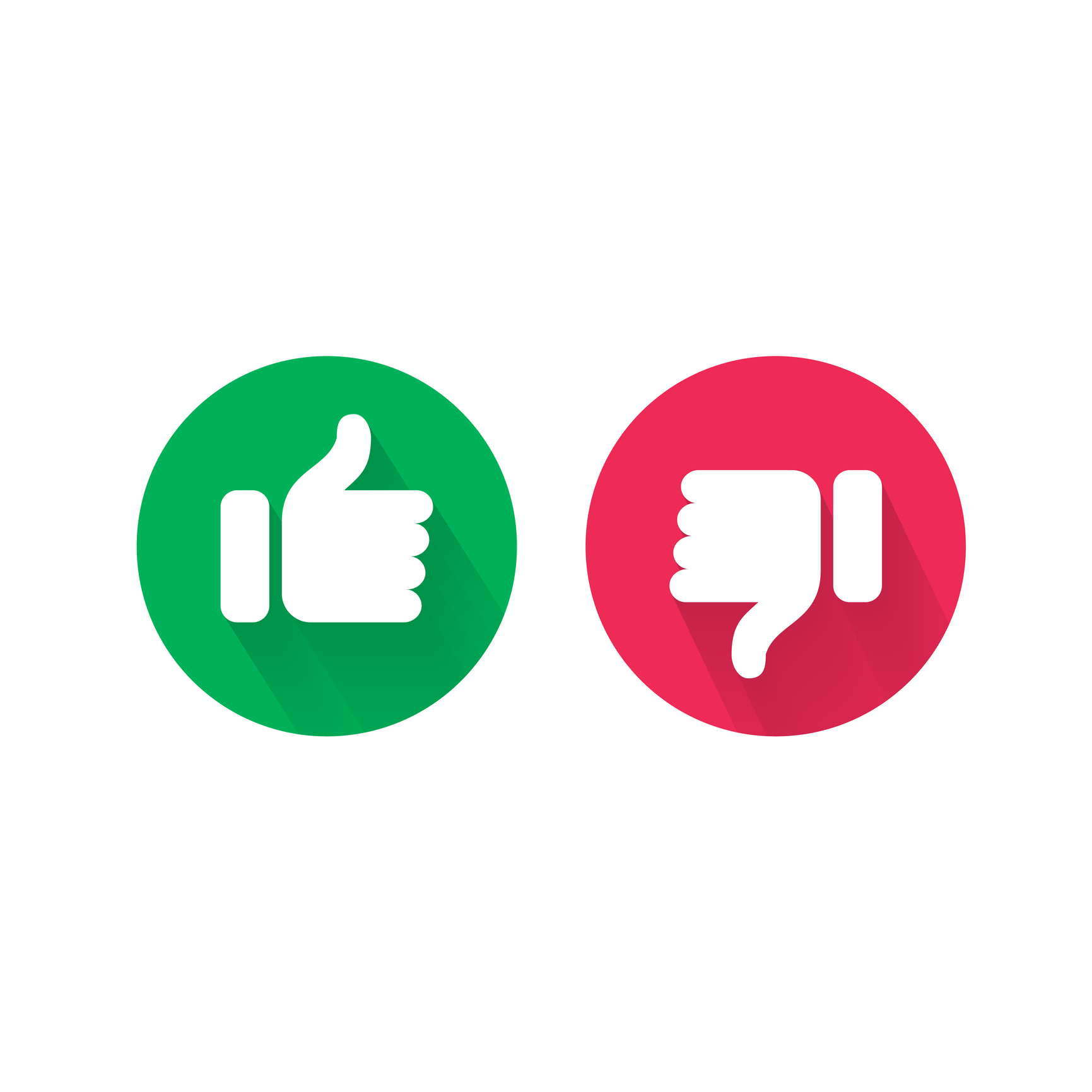 Green like button and red dislike button