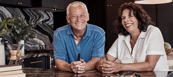 Older couple with Juul electronic cigarette