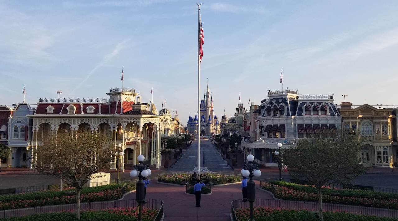 A vacant Disney theme park.