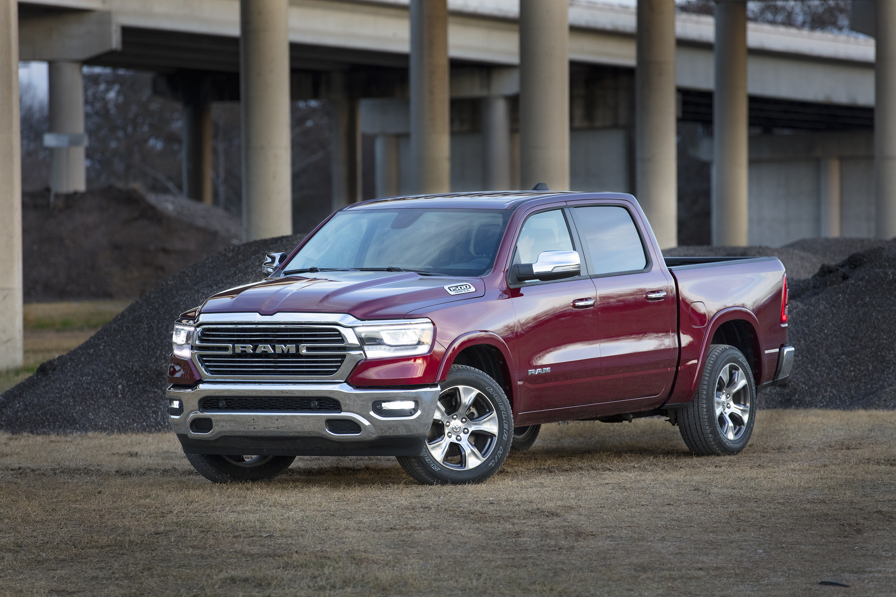 A red Ram pickup truck