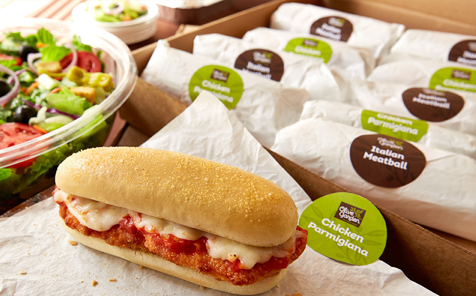 Olive Garden sandwiches wrapped to go