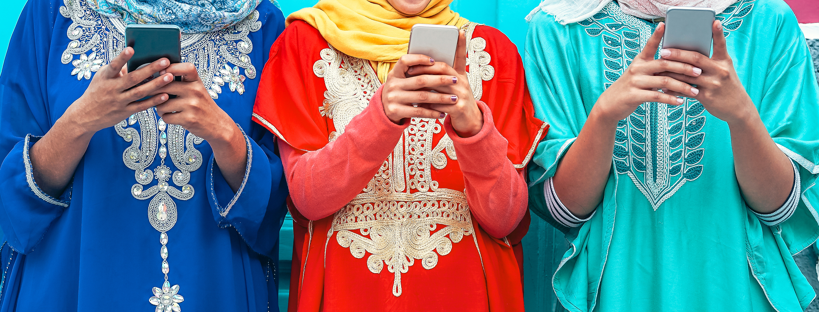 Indian people using smartphones