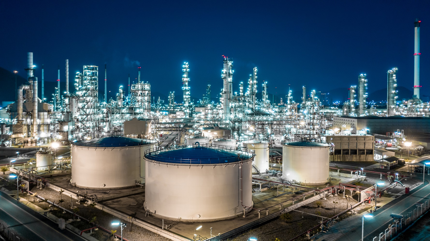 Oil storage at a refinery.