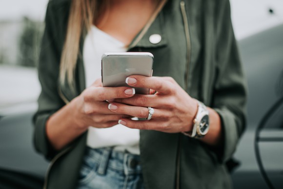 A woman using a smartphone