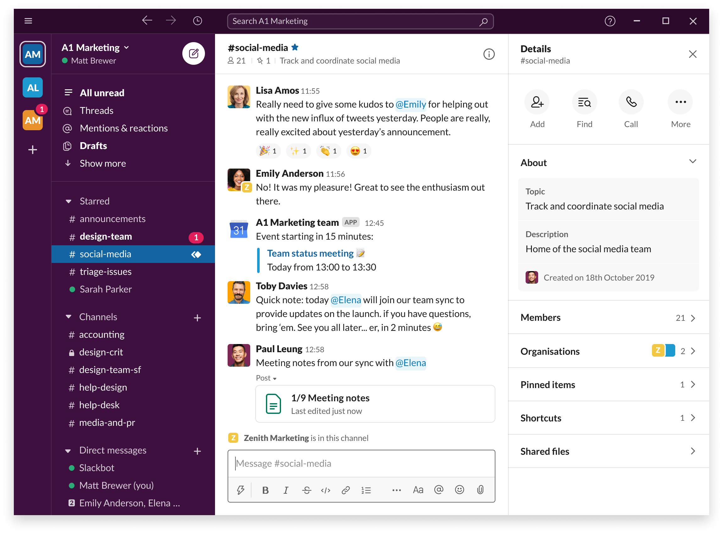 Slack's chat room.