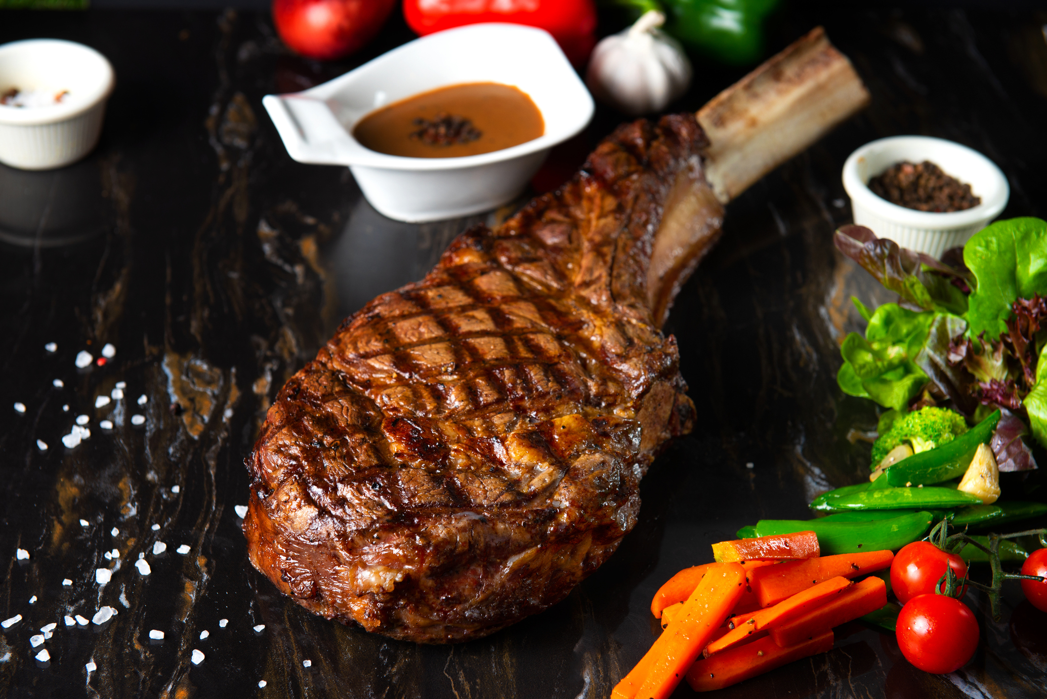 Steak dinner and sides
