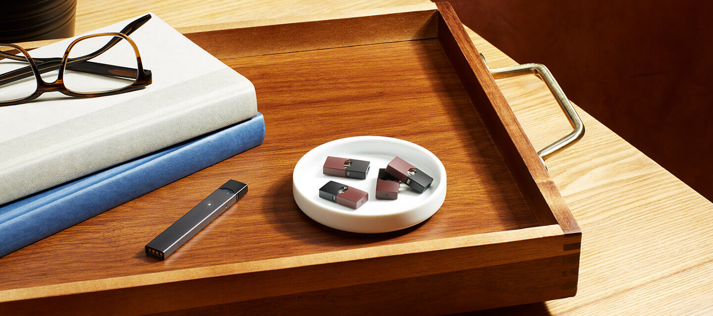 Juul pods in a tray