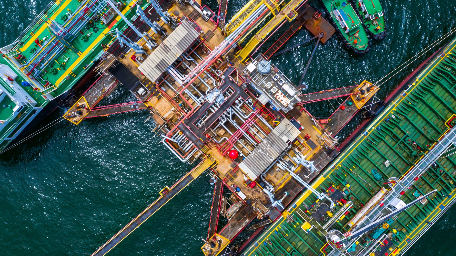 Oil tanker ships at port.
