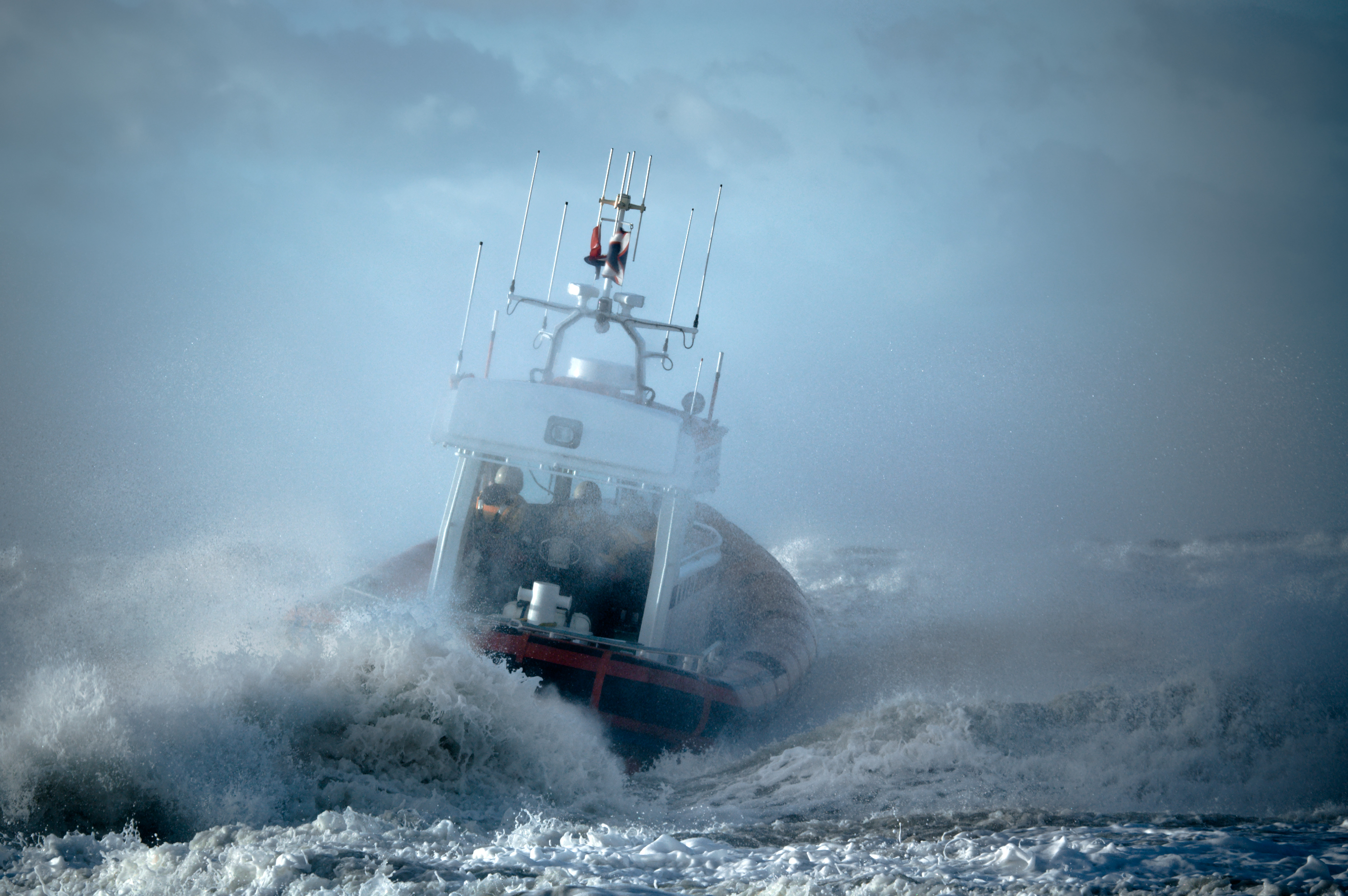 Ship being tossed by rough seas