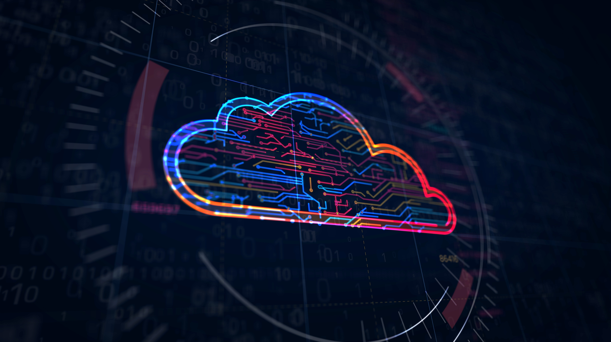 An illustration of a cloud against a digital background.