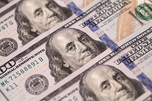 Three layers of 100-dollar bills
