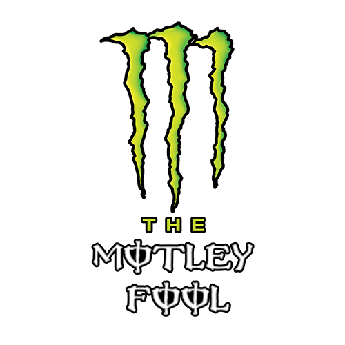 A mashup of the logos of The Motley Fool and Monster Beverage.